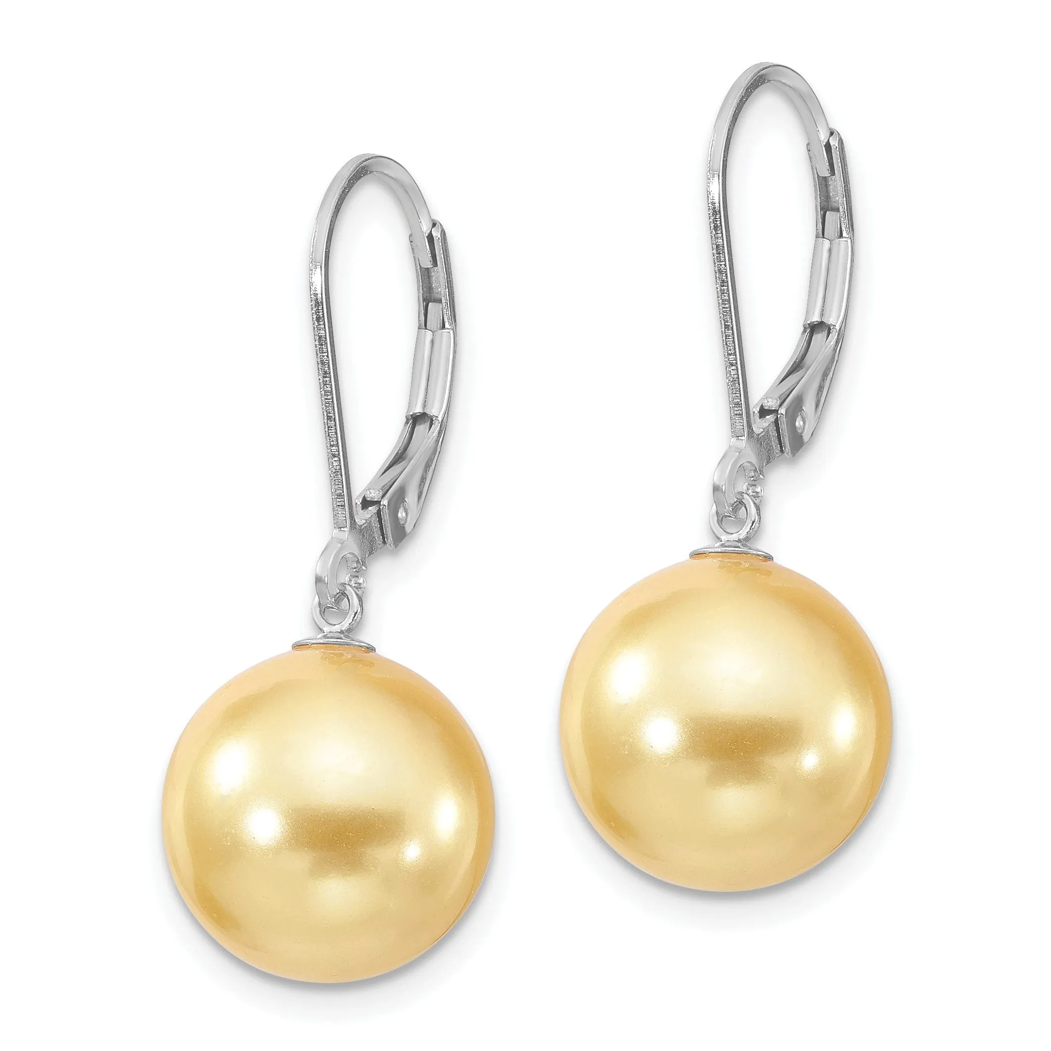 Majestik Round Yellow Pearl Leverback Earring