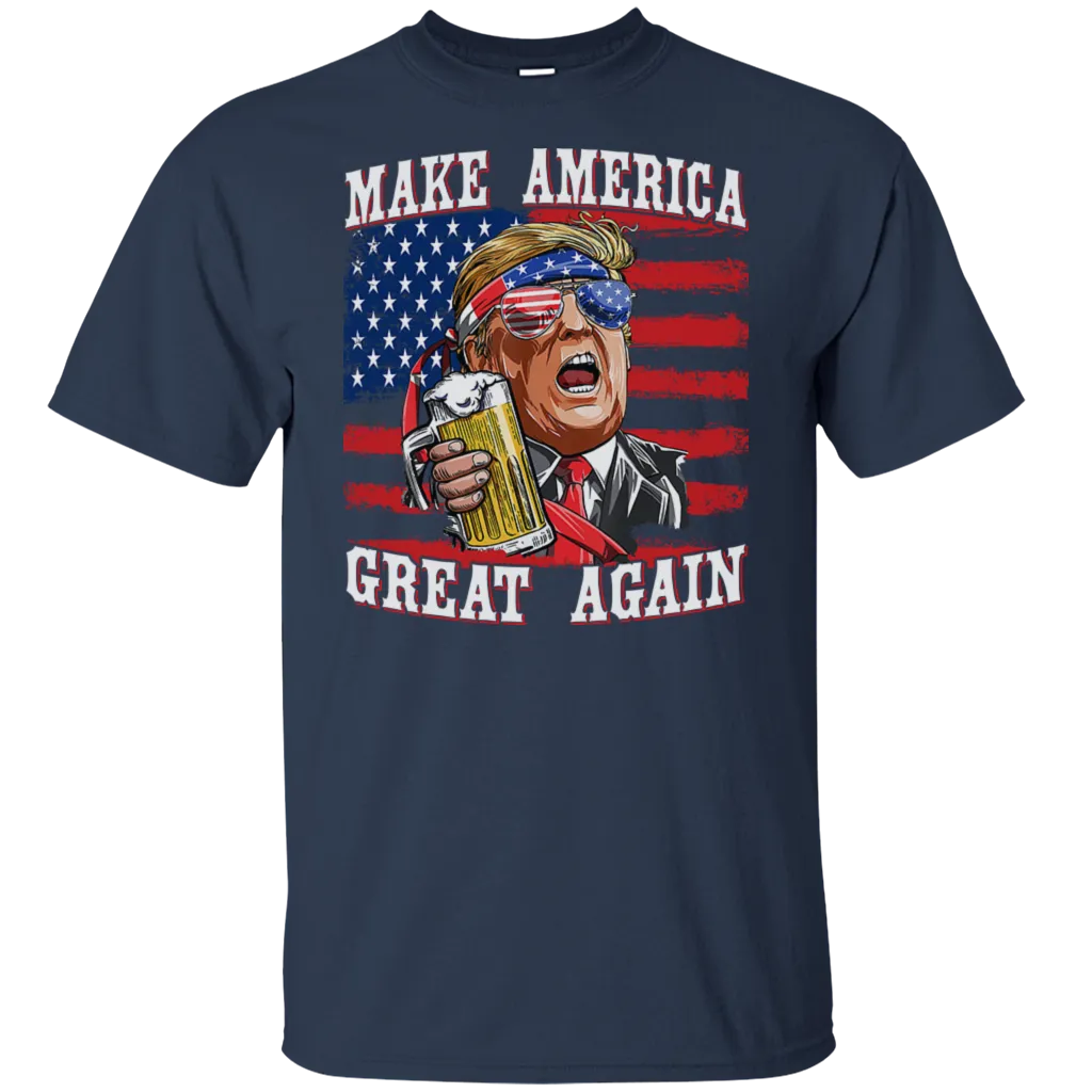 Make America Great Again Trump Beer Independence Day July 4th American Flag Veteran Army Gift Unisex T-Shirt