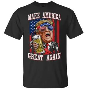 Make America Great Again Trump Beer Independence Day July 4th American Flag Veteran Army Gift Unisex T-Shirt