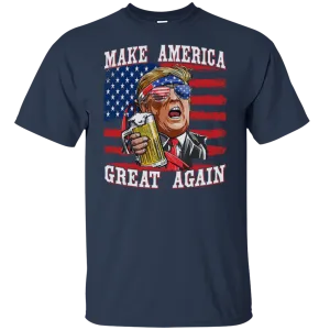 Make America Great Again Trump Beer Independence Day July 4th American Flag Veteran Army Gift Unisex T-Shirt