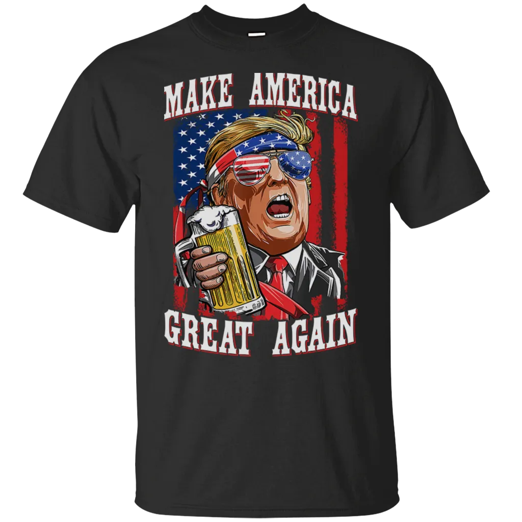 Make America Great Again Trump Beer Independence Day July 4th American Flag Veteran Army Gift Unisex T-Shirt