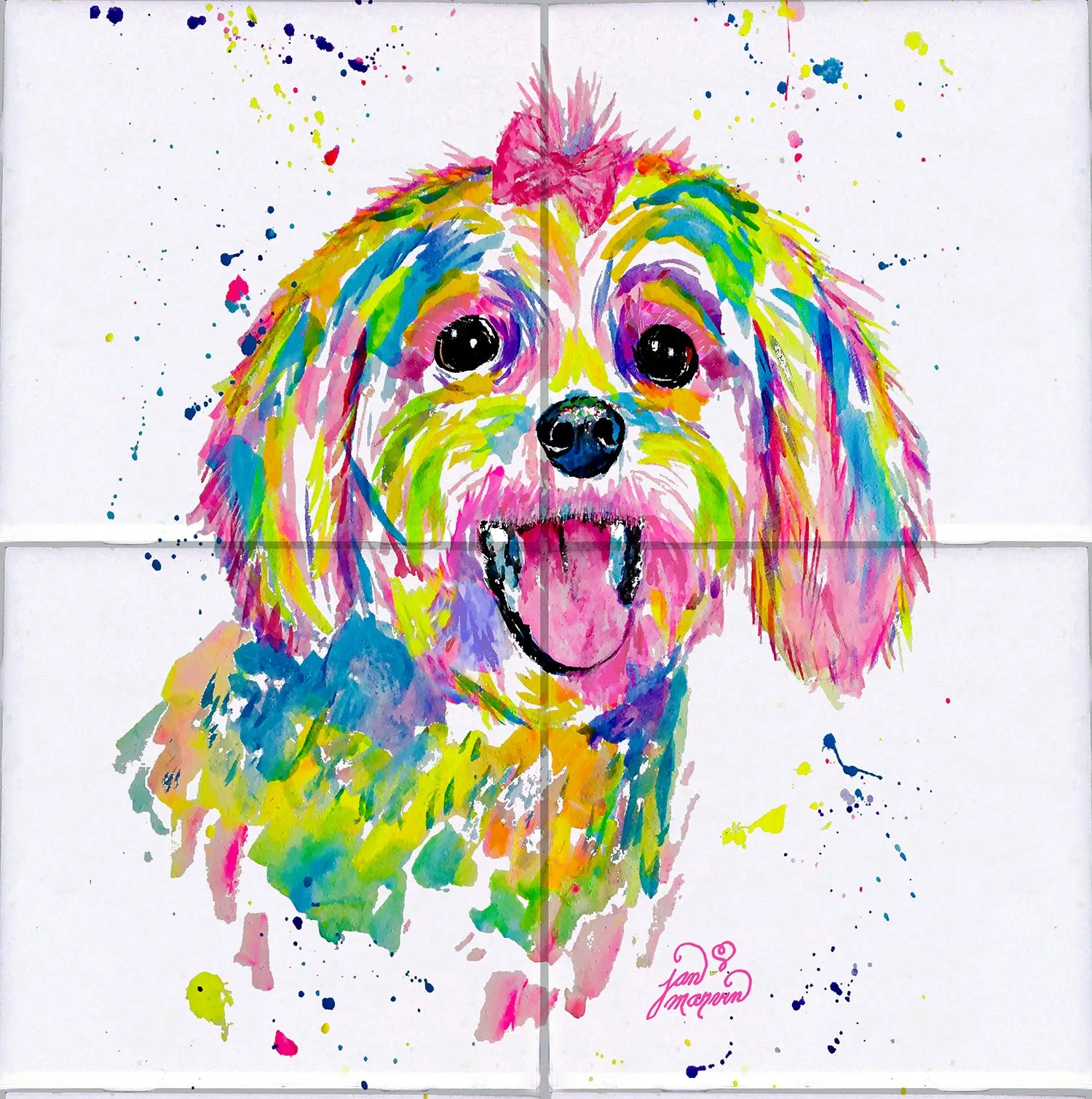 Maltese Bichon Frise (female) Tile Mural, High Quality (won't fade), Indoor or Outdoor, Wall Tiles, Backsplash, Shower