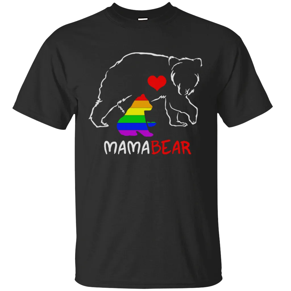 Mama Mom Mammy Bear Grizzly Animal Rainbow Mothers Day Nurse Love Heart Family Gift Unisex T-Shirt