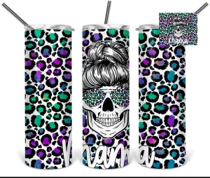 Mama rainbow cheetah print skull 20oz stainless steel Tumbler