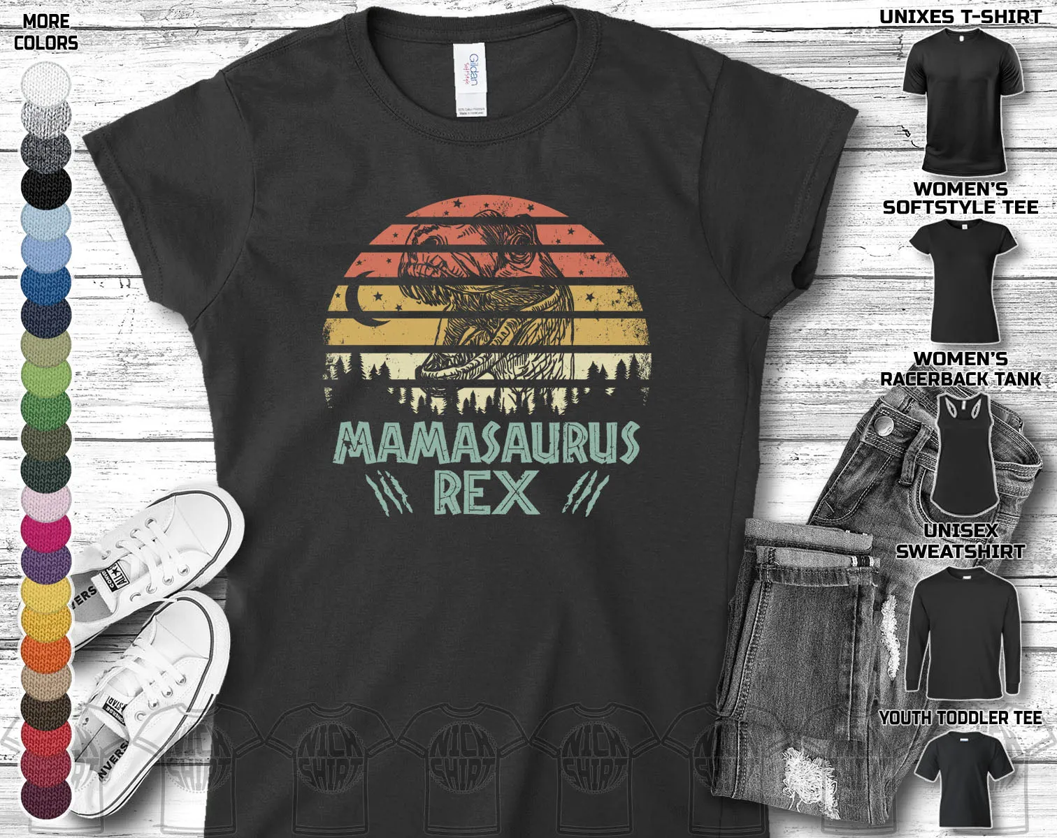 Mamasaurus Rex Baby Mama Mom Mammy Mothers Day Trex Dinosaurus Dino Love Heart Family Gift Unisex T-Shirt