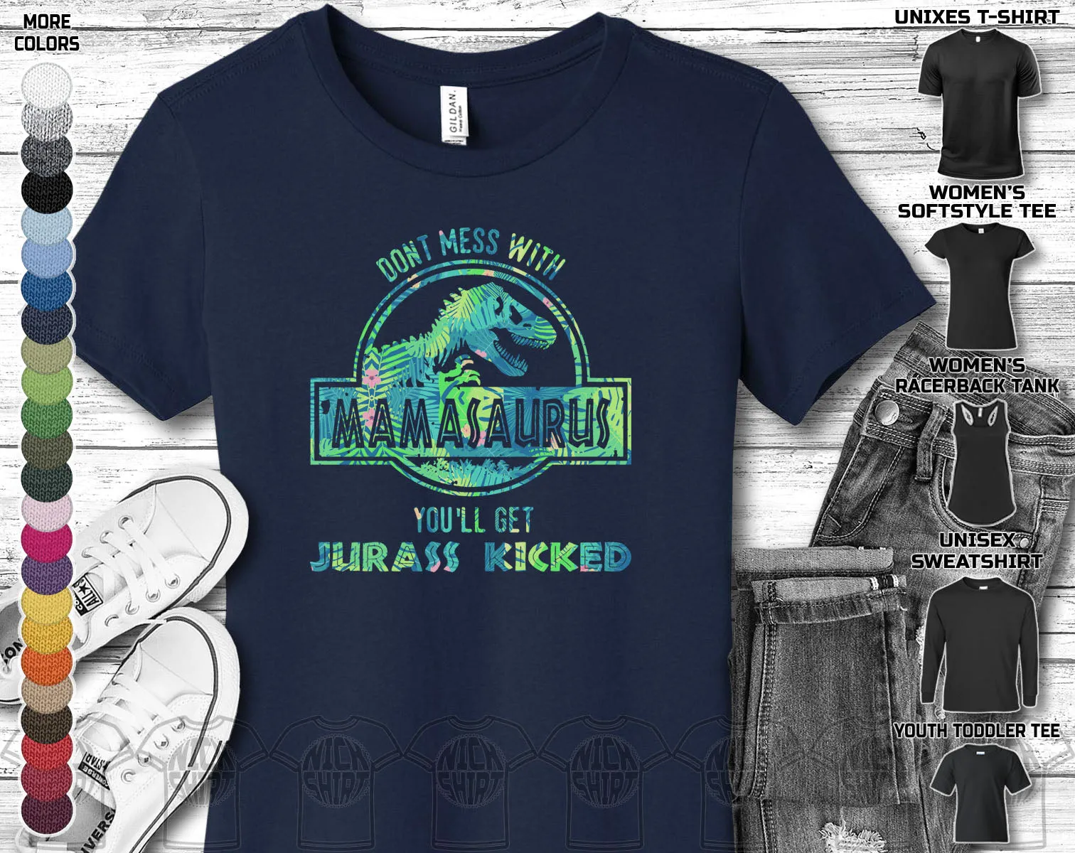 Mamasaurus Rex Baby Mama Mom Mammy Mothers Day Trex Dinosaurus Dino Love Heart Family Gift Unisex T-Shirt