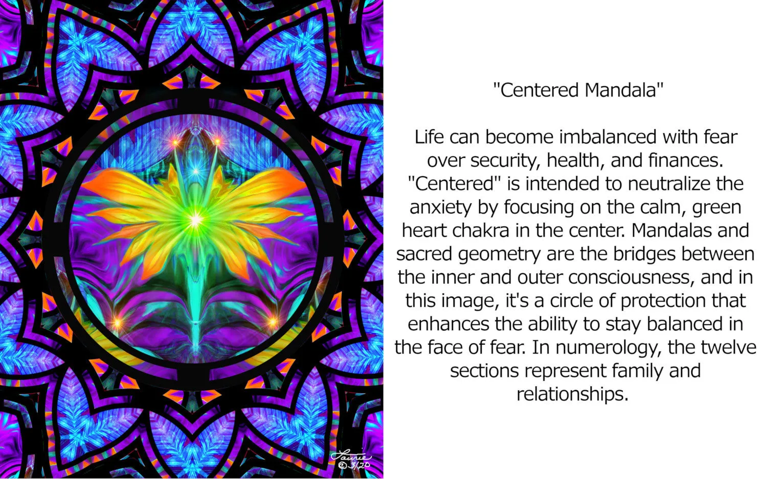 Mandala Fairy Art Print, Rainbow Reiki-Infused Visionary Artwork by Primal Painter -"Centered"
