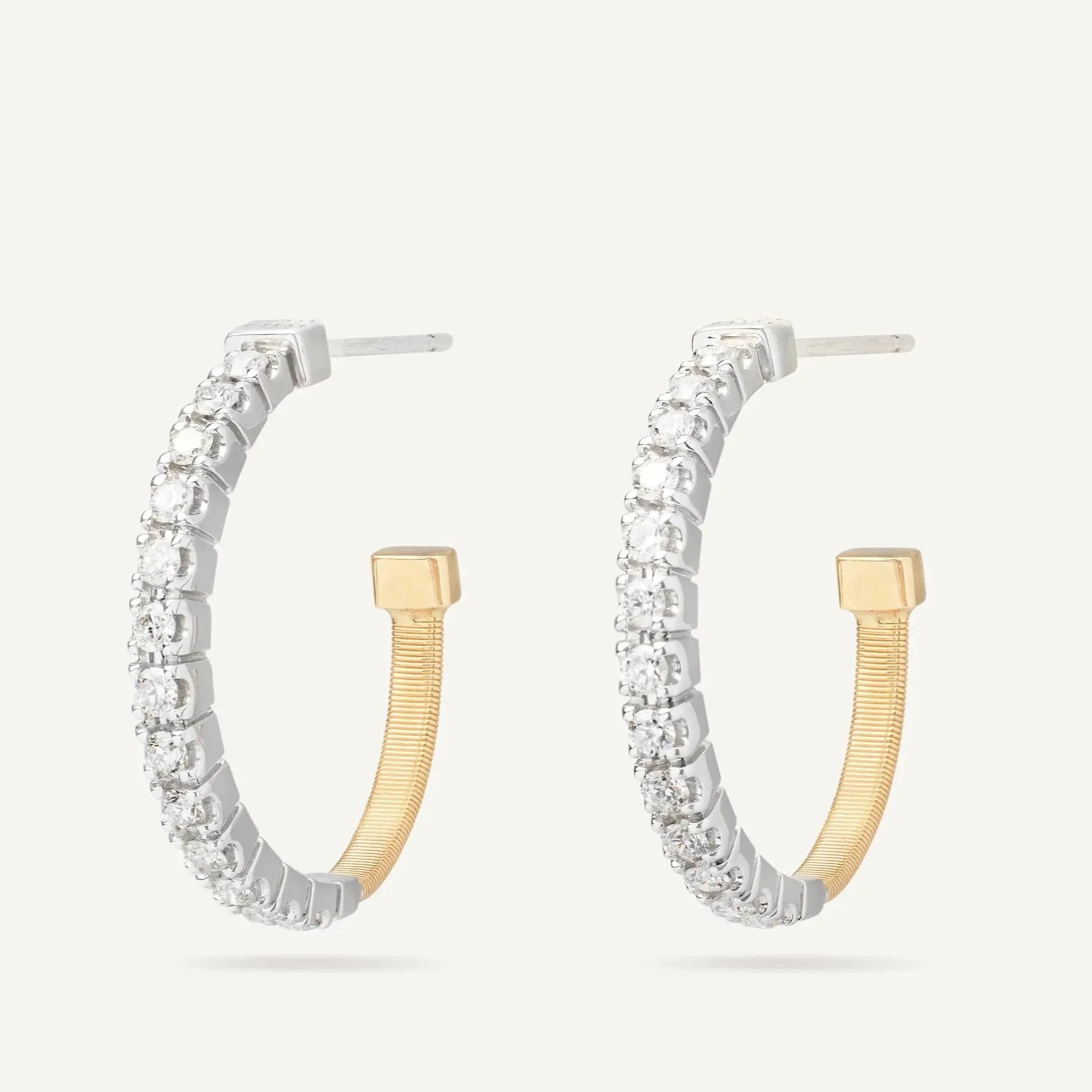 Marco Bicego Masai 18k White and Yellow Gold Diamond Hoop Earrings