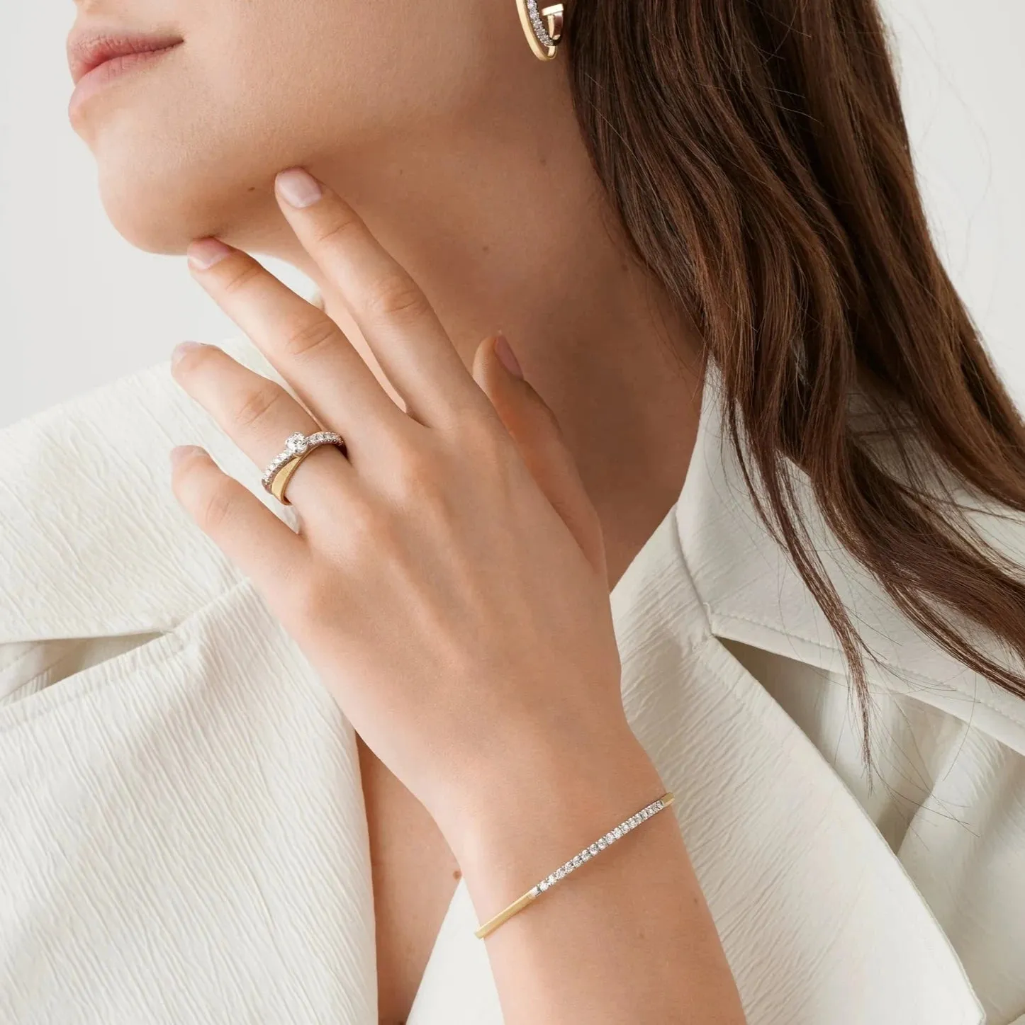 Marco Bicego Masai 18k Yellow and White Gold Diamond Bangle Bracelet