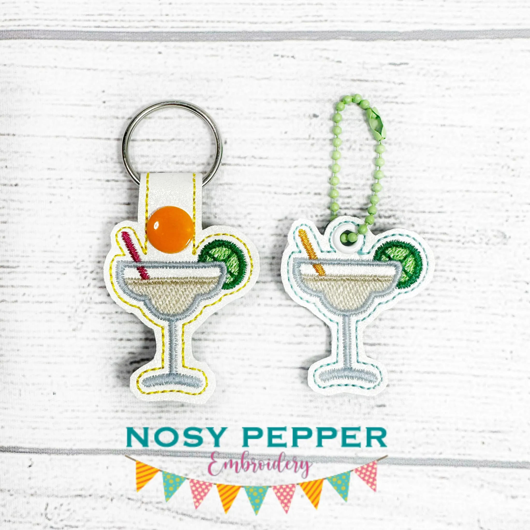 Margarita eyelet fob and snap tab machine embroidery design DIGITAL DOWNLOAD