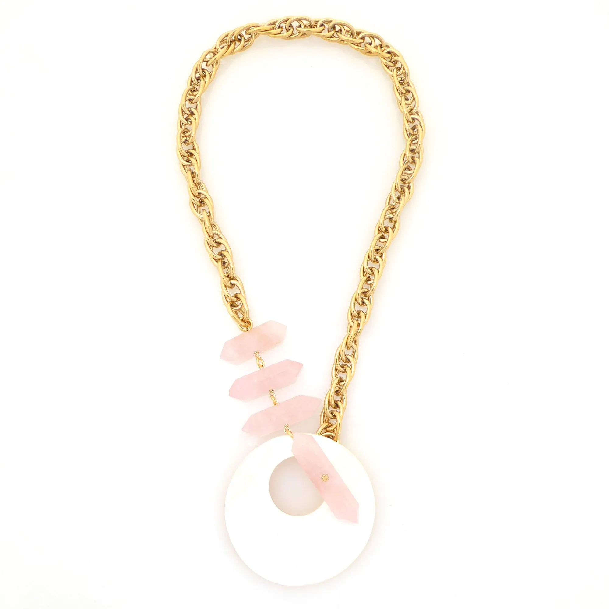 Marna rose quartz and shell necklace