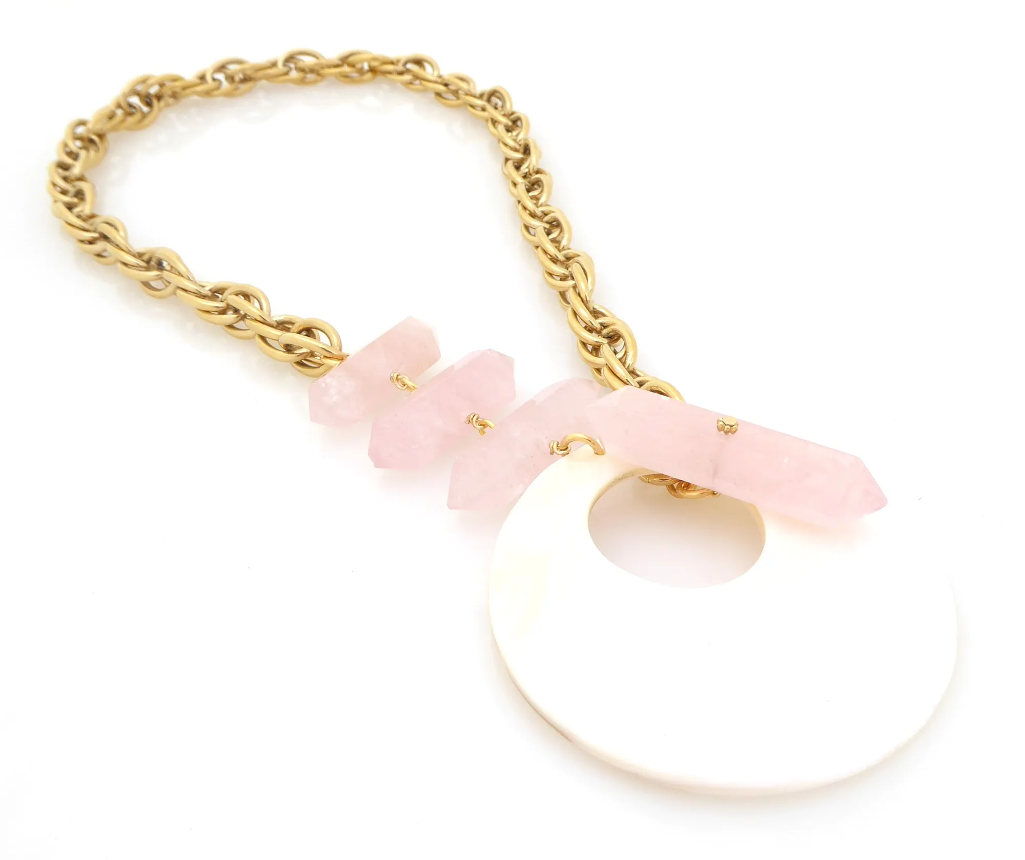 Marna rose quartz and shell necklace