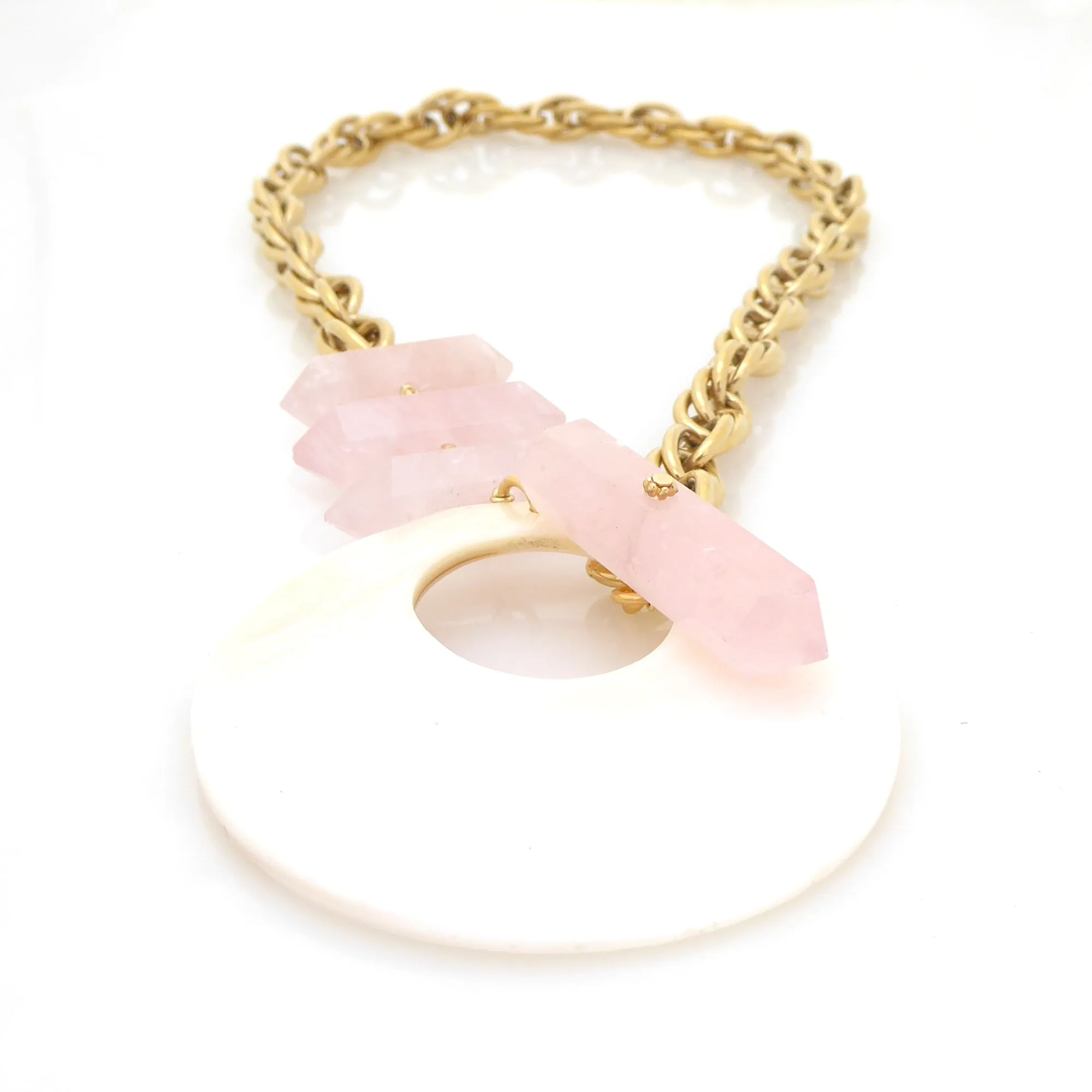 Marna rose quartz and shell necklace
