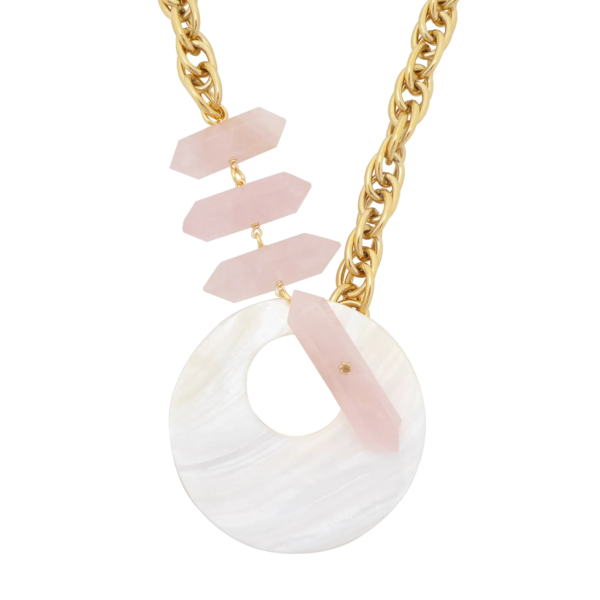 Marna rose quartz and shell necklace