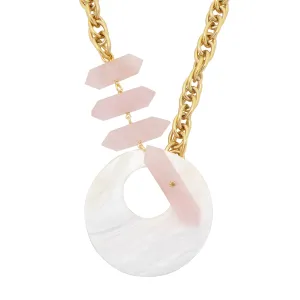 Marna rose quartz and shell necklace