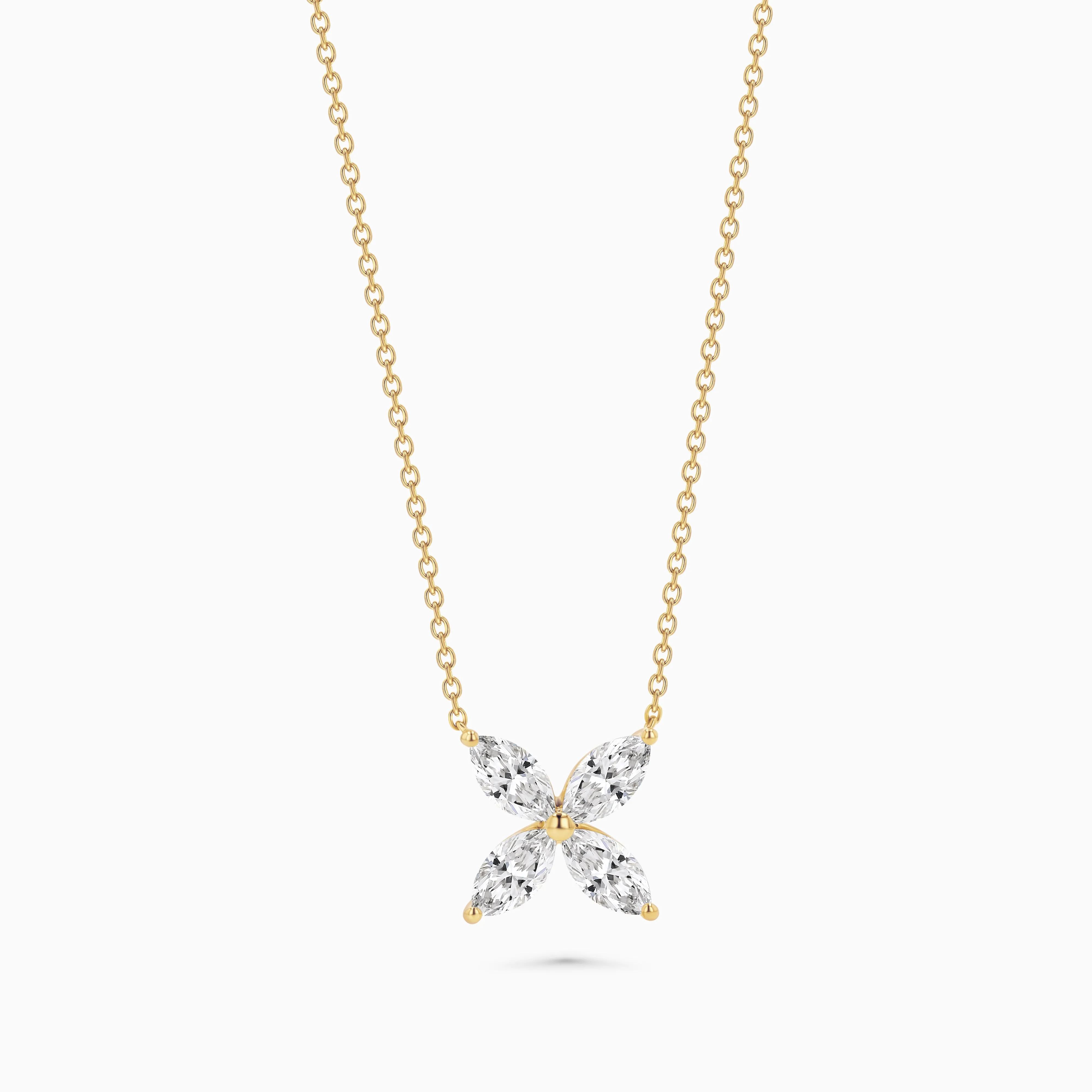 Marquise Diamond Cluster Necklace 18K Yellow Gold and Diamonds (1.98 tw. ct)