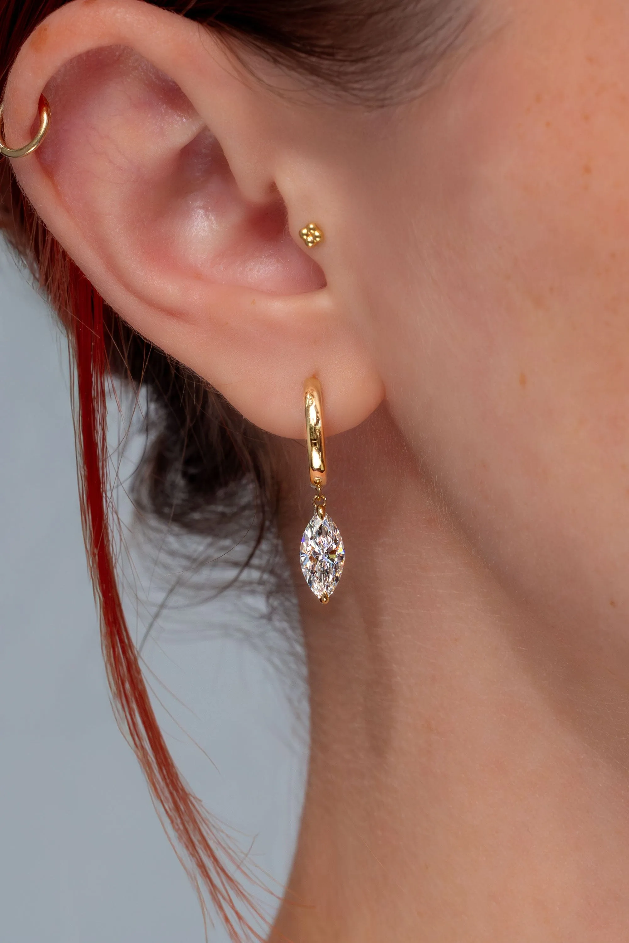 Marquise Drop High Polish Hoops
