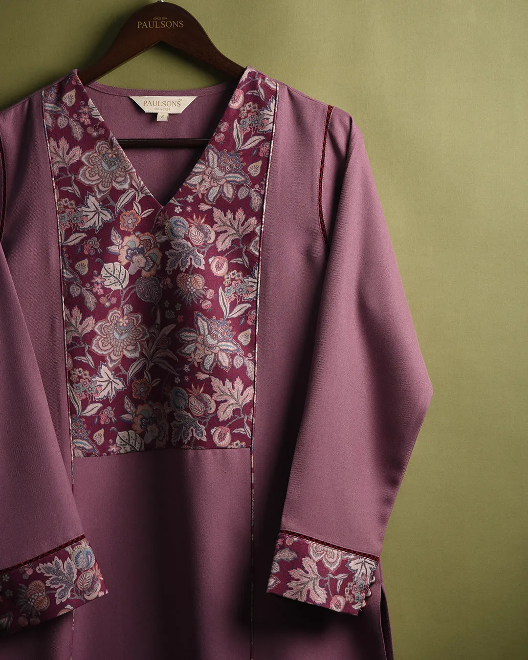 Mauve Winter Wear Wool Spun Blend Ready To Wear Kurta With Pant