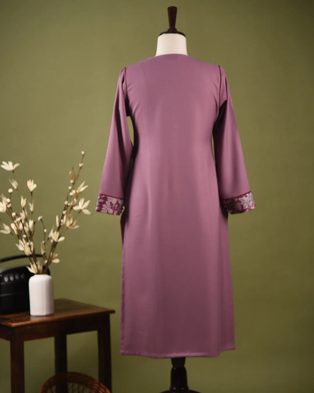 Mauve Winter Wear Wool Spun Blend Ready To Wear Kurta With Pant