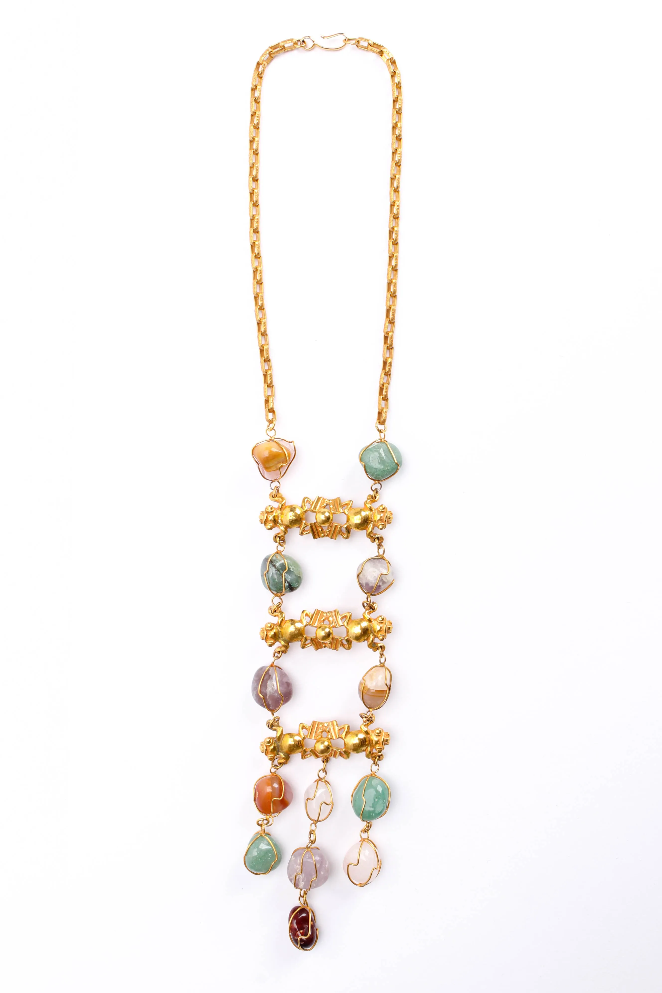 Mayan Creatures & Rock Crystal Necklace