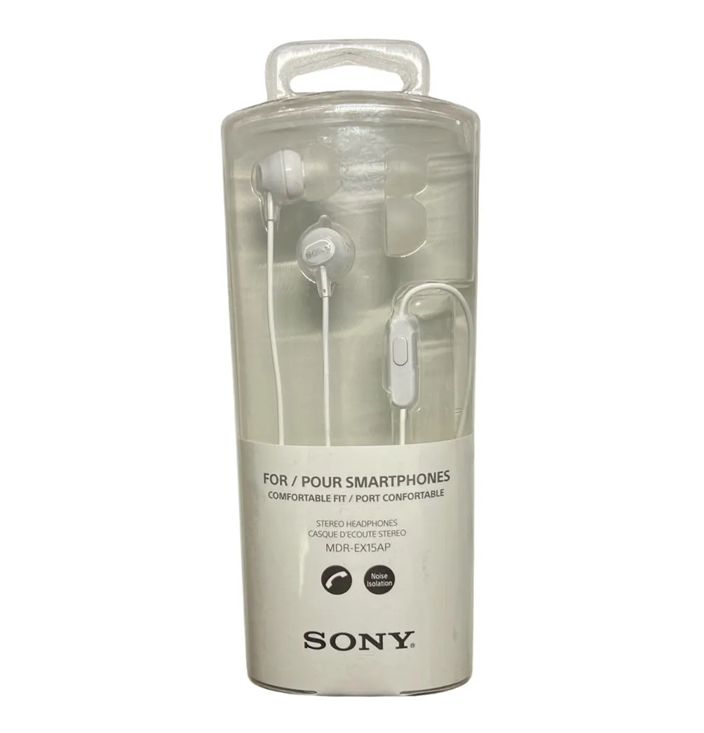 MDR-EX15AP Wired In-ear Headphones with Microphone, White Model: MDR-EX15AP