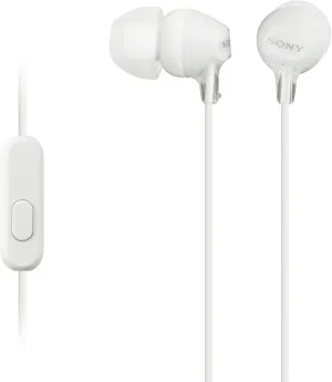 MDR-EX15AP Wired In-ear Headphones with Microphone, White Model: MDR-EX15AP