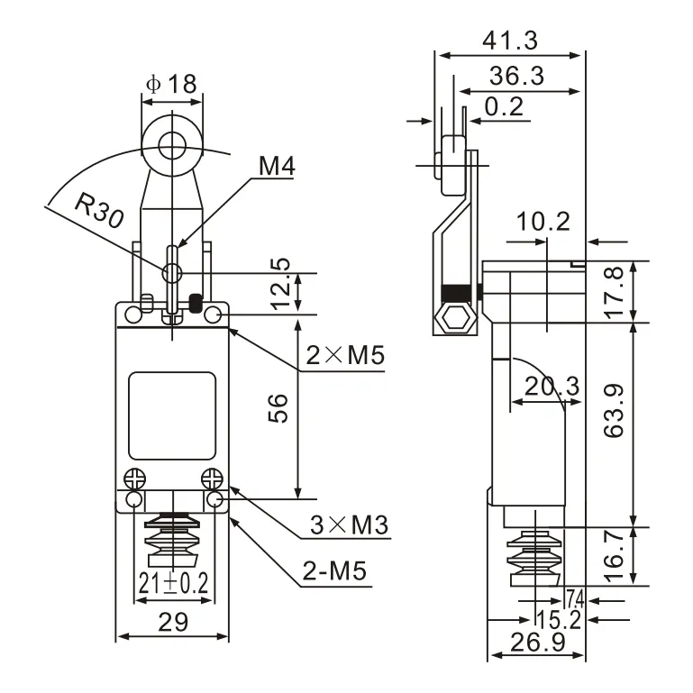 ME-8104 Micro Limit Switch with Adjustable Lever Roller Arm