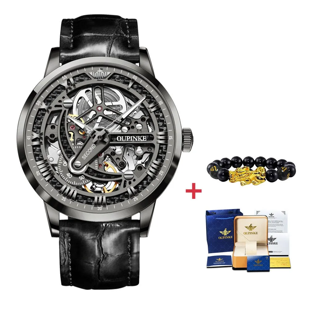 Mechanical  Automatic  Classic Skeleton tungsten steel Waterproof Men Wristwatch