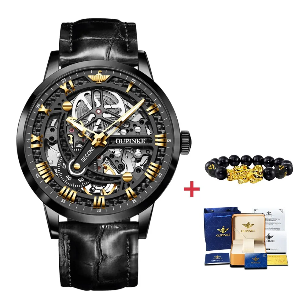Mechanical  Automatic  Classic Skeleton tungsten steel Waterproof Men Wristwatch