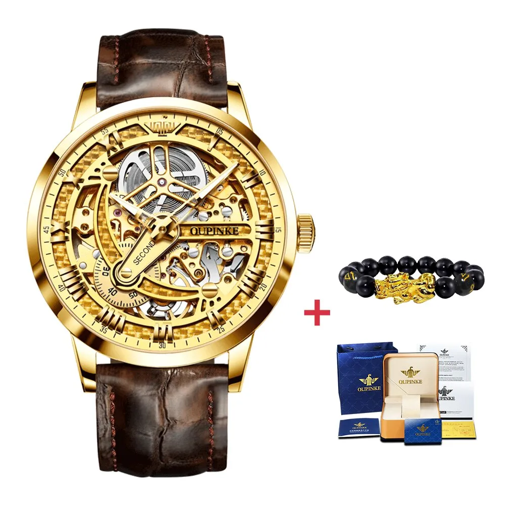 Mechanical  Automatic  Classic Skeleton tungsten steel Waterproof Men Wristwatch