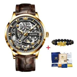 Mechanical  Automatic  Classic Skeleton tungsten steel Waterproof Men Wristwatch