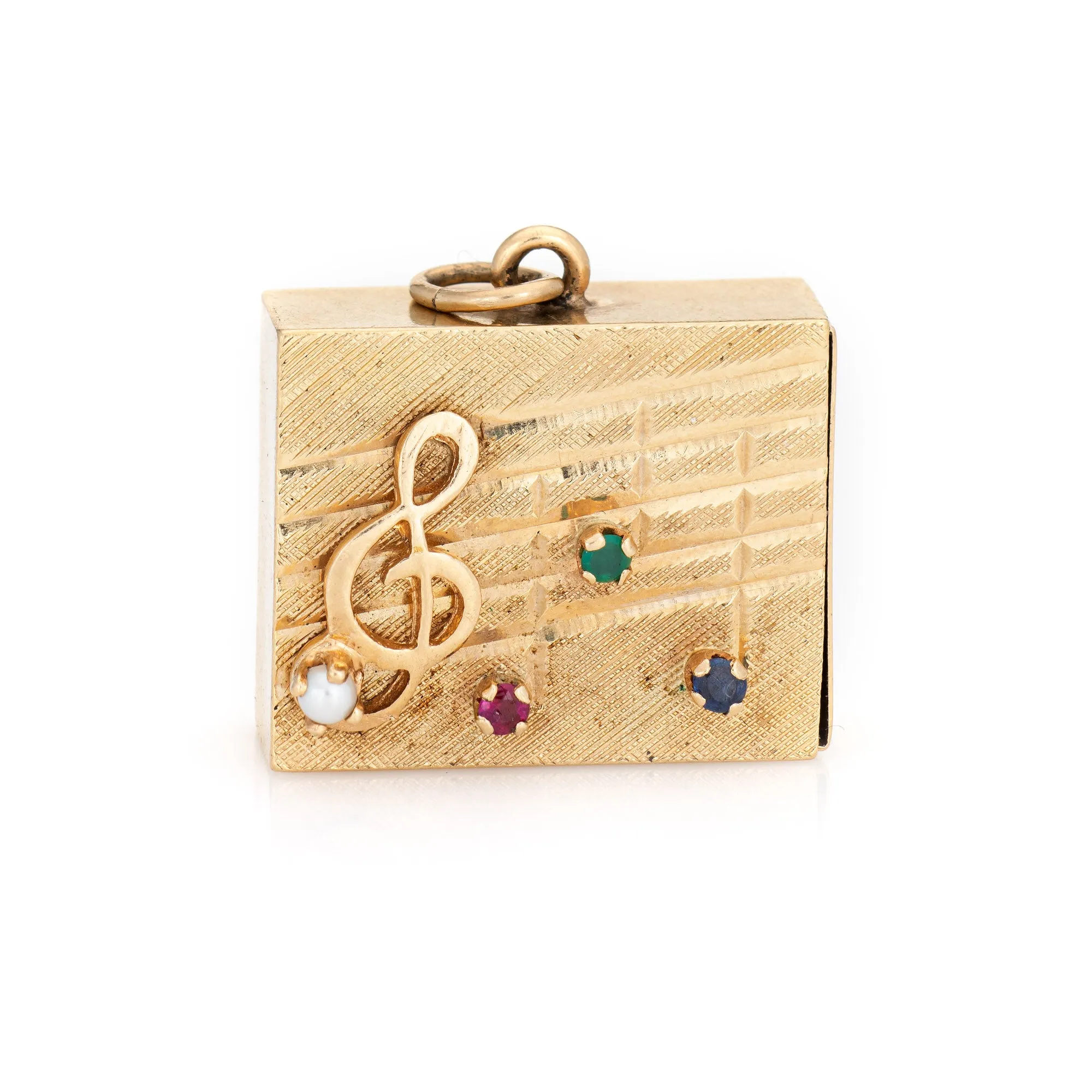 Mechanical Working Music Box Charm Vintage 14k Yellow Gold Wind Up Jewelry Note