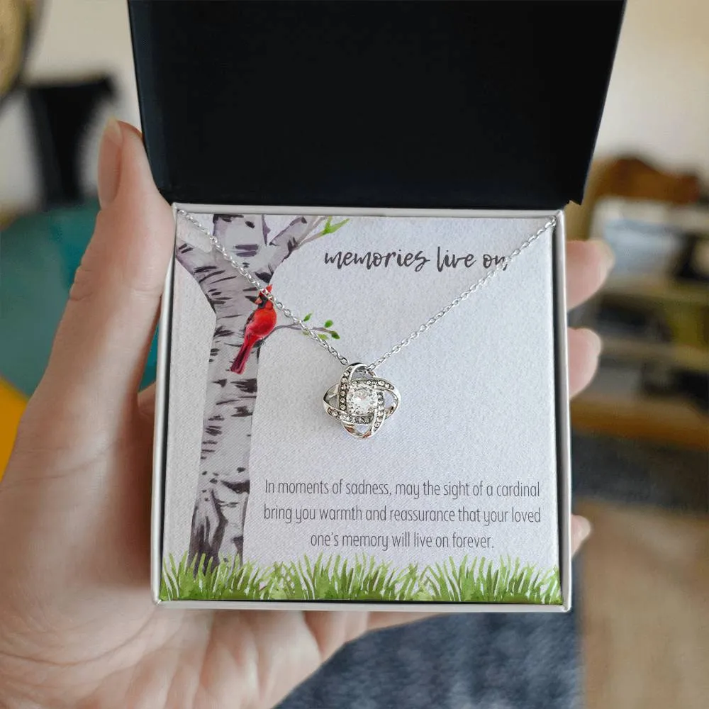 Memories Live On Love Knot Memorial Necklace