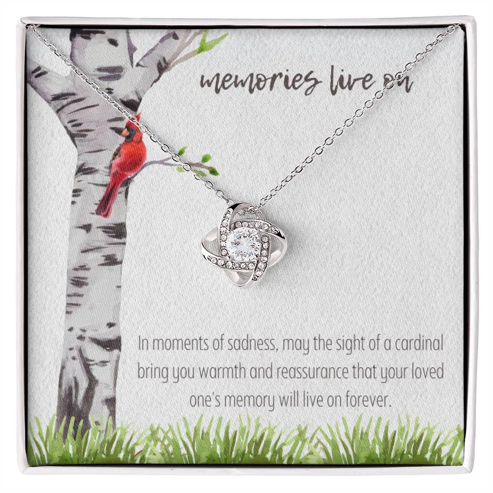 Memories Live On Love Knot Memorial Necklace