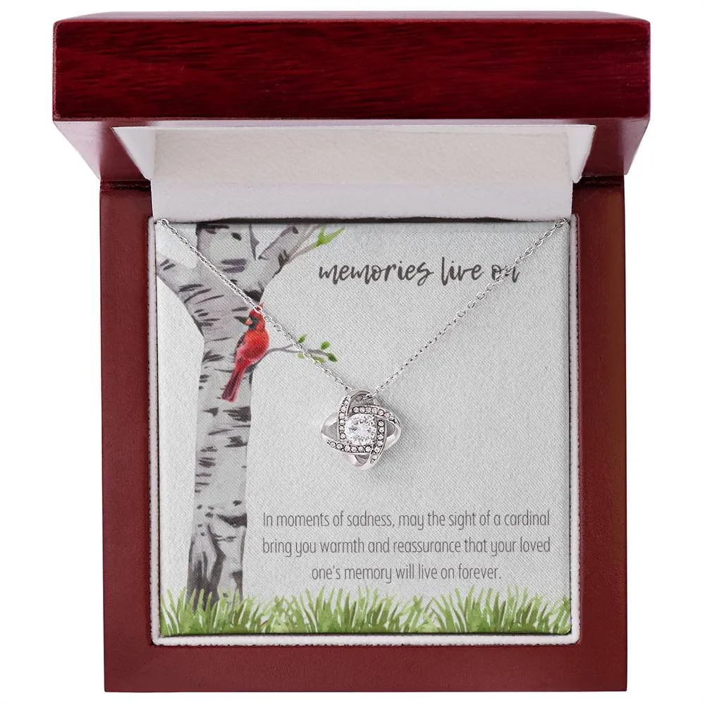 Memories Live On Love Knot Memorial Necklace
