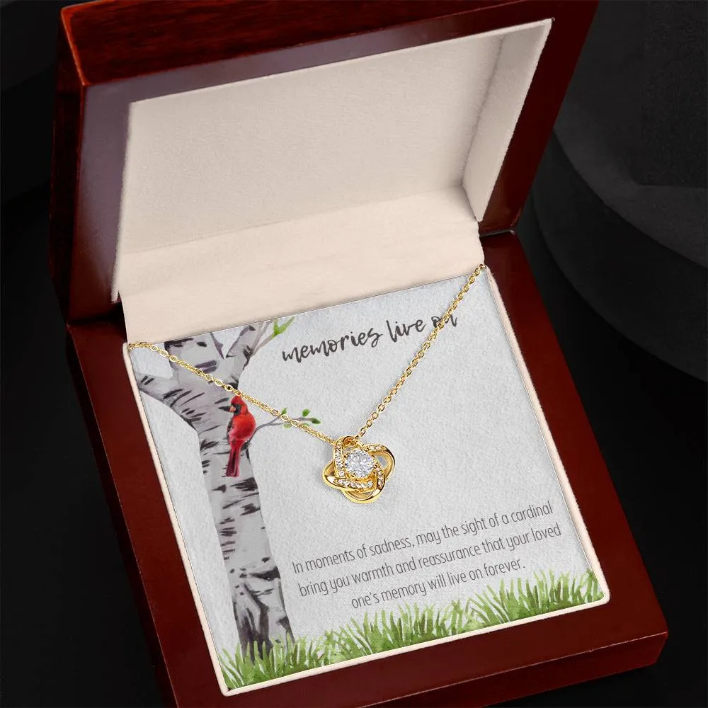 Memories Live On Love Knot Memorial Necklace