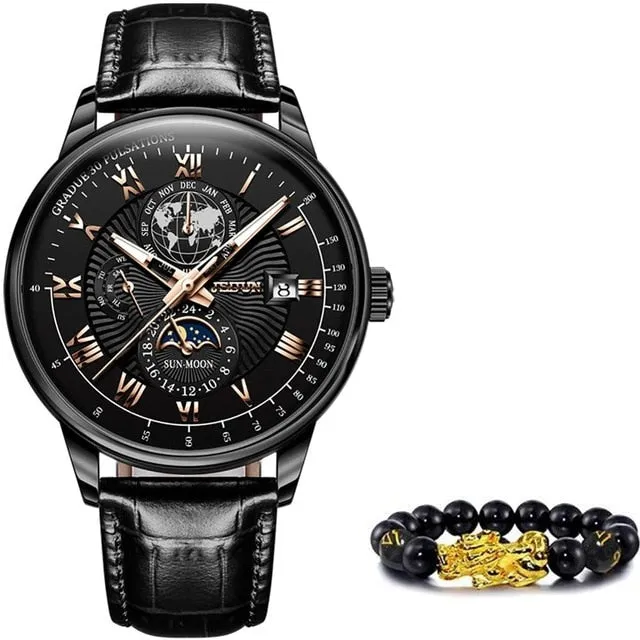 Men Mechanical Leather Waterproof  Luxury Automatic Watch