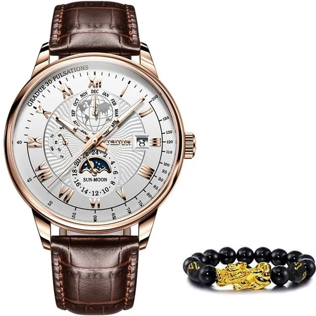 Men Mechanical Leather Waterproof  Luxury Automatic Watch