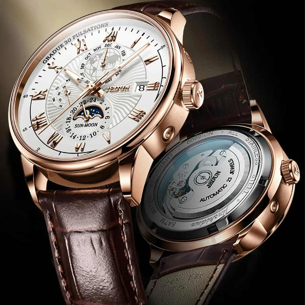 Men Mechanical Leather Waterproof  Luxury Automatic Watch