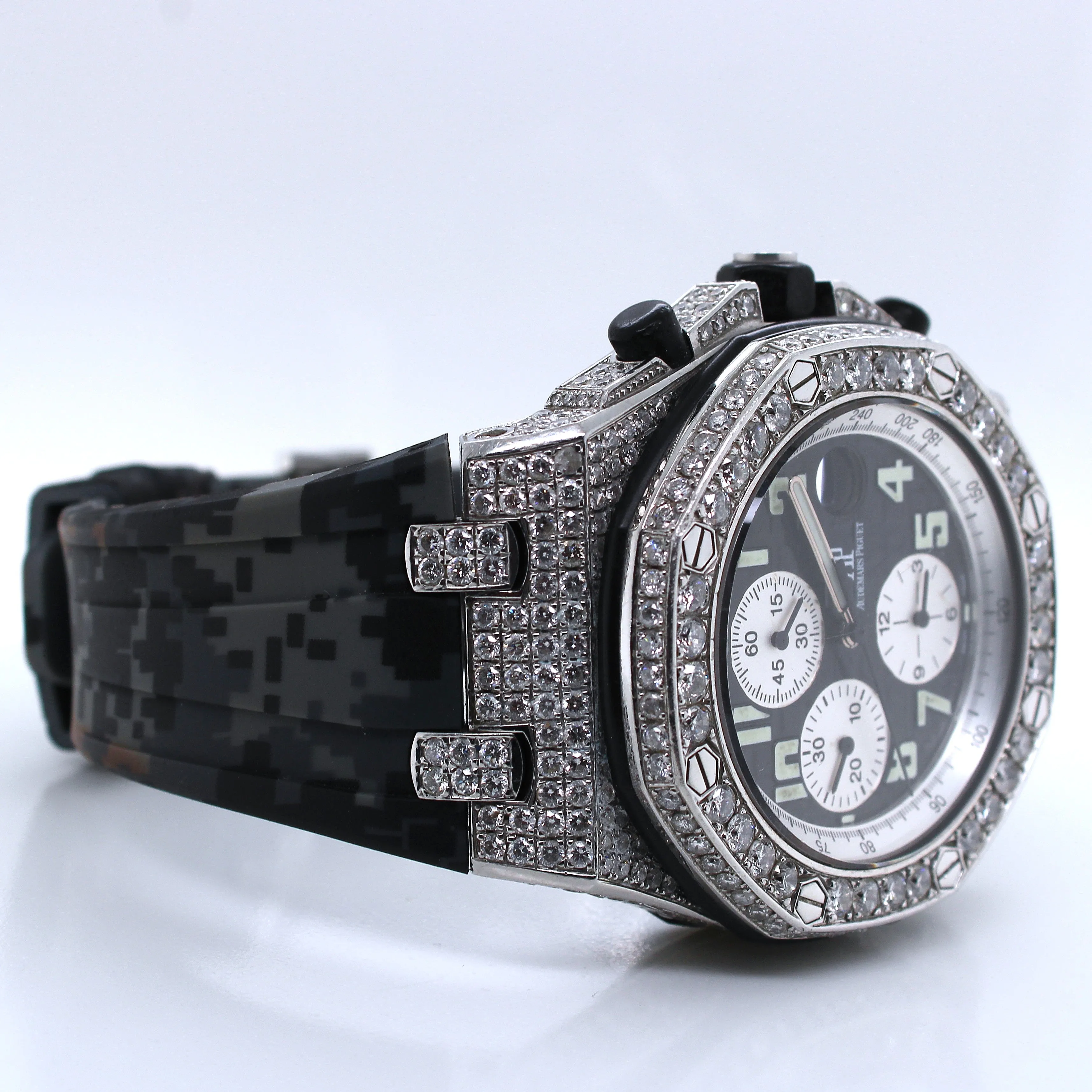 Mens Audemars Piguet Royal Oak Offshore Chronograph 42MM VS Diamond Watch 8.45CT