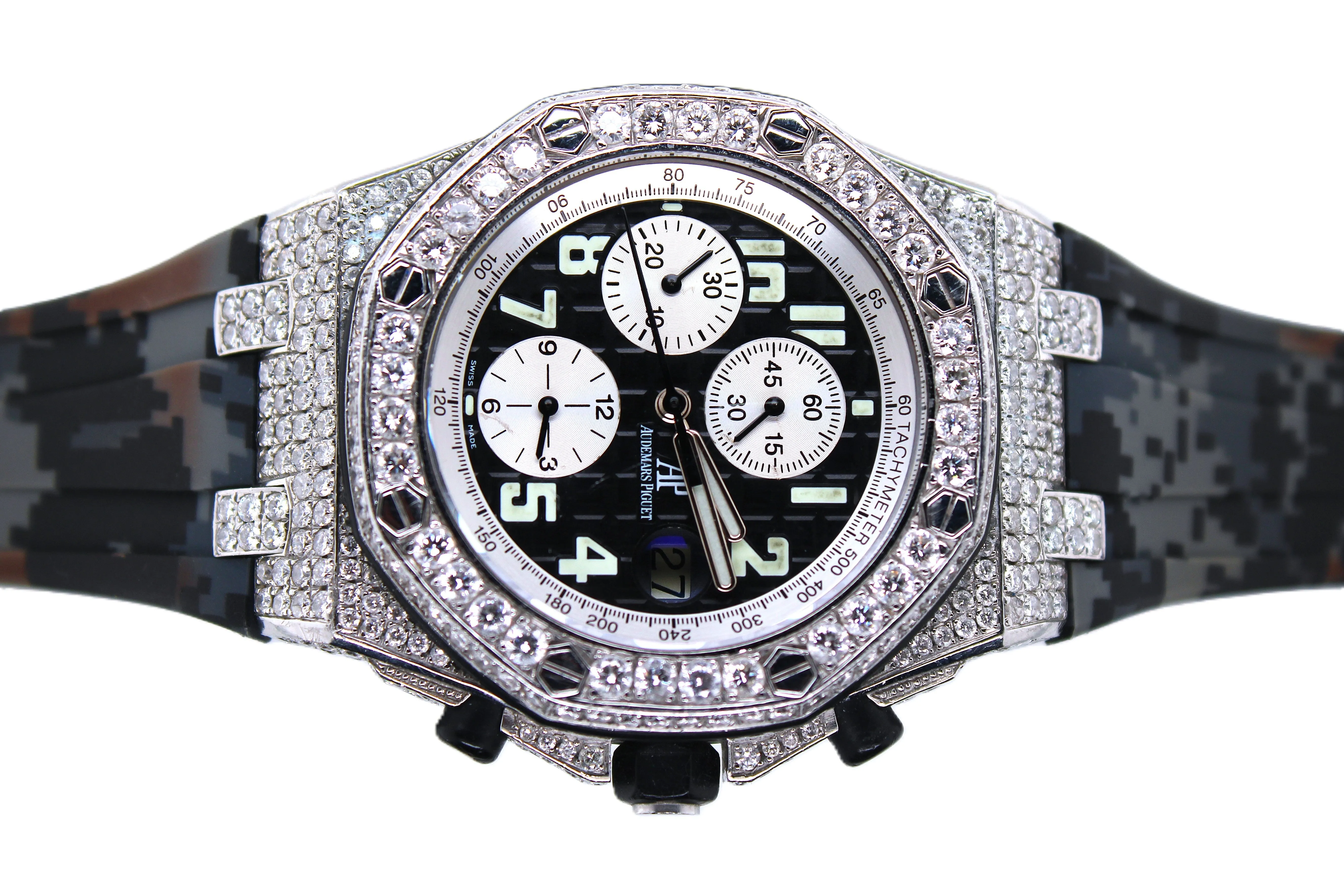 Mens Audemars Piguet Royal Oak Offshore Chronograph 42MM VS Diamond Watch 8.45CT
