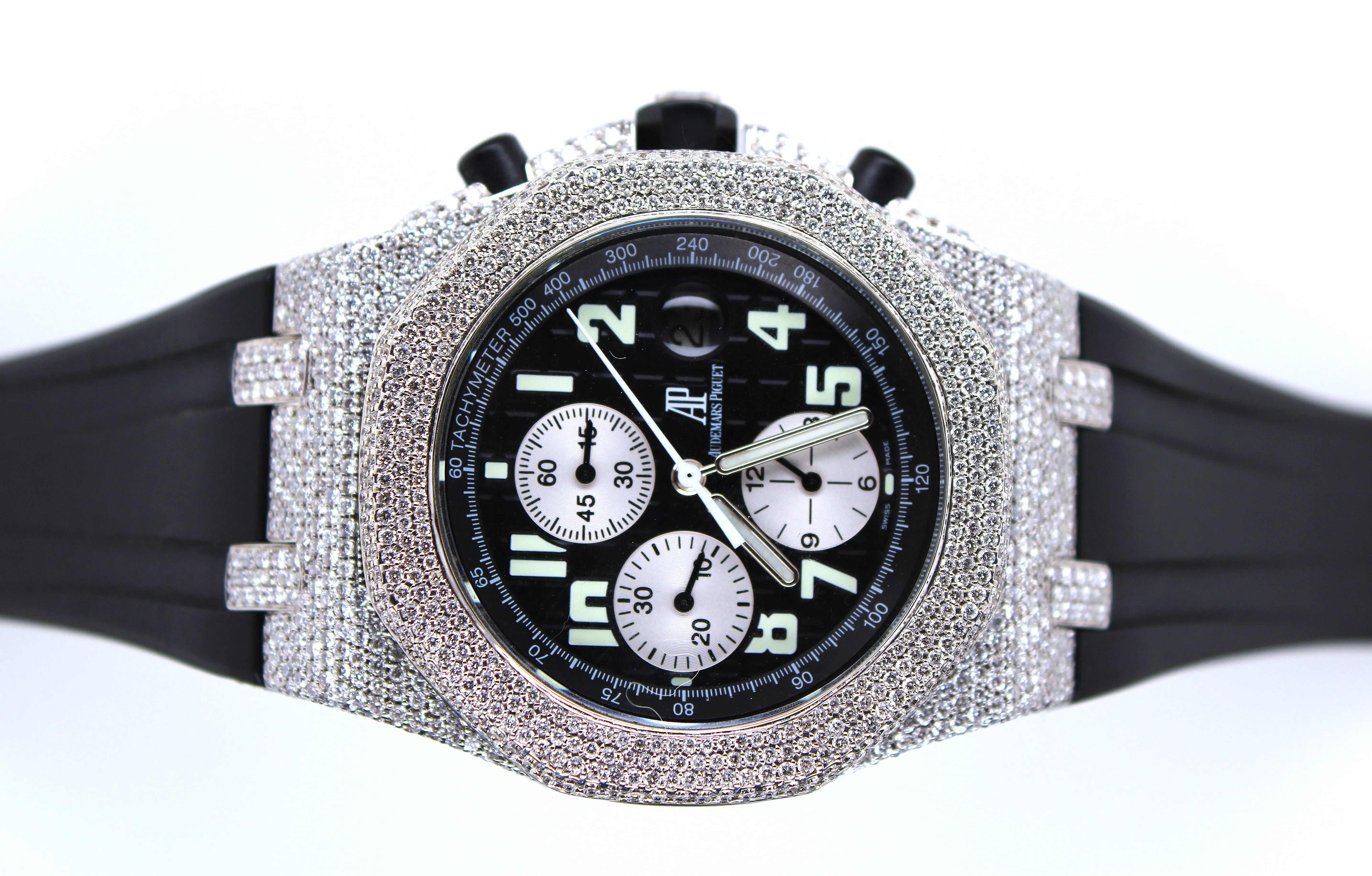 Mens Audemars Piguet Royal Oak Offshore Chronograph 42MM VS Diamond Watch 8.66CT