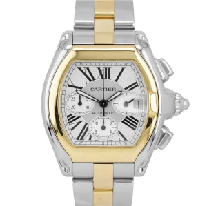 Men's Cartier Roadster XL Chronograph Two-Tone Gold W62027Z1 Date Watch 2618