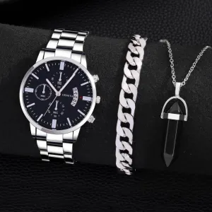 Men's Geneva Stainless Steel Watch Set