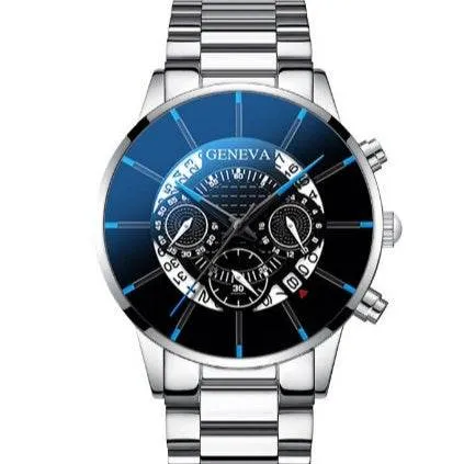 Men's Geneva Stainless Steel Watch Set