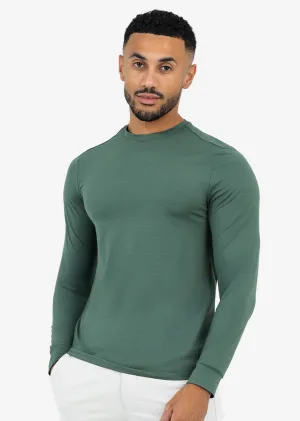 Mens Hybrid Active Long Sleeve Top Style Khaki Green