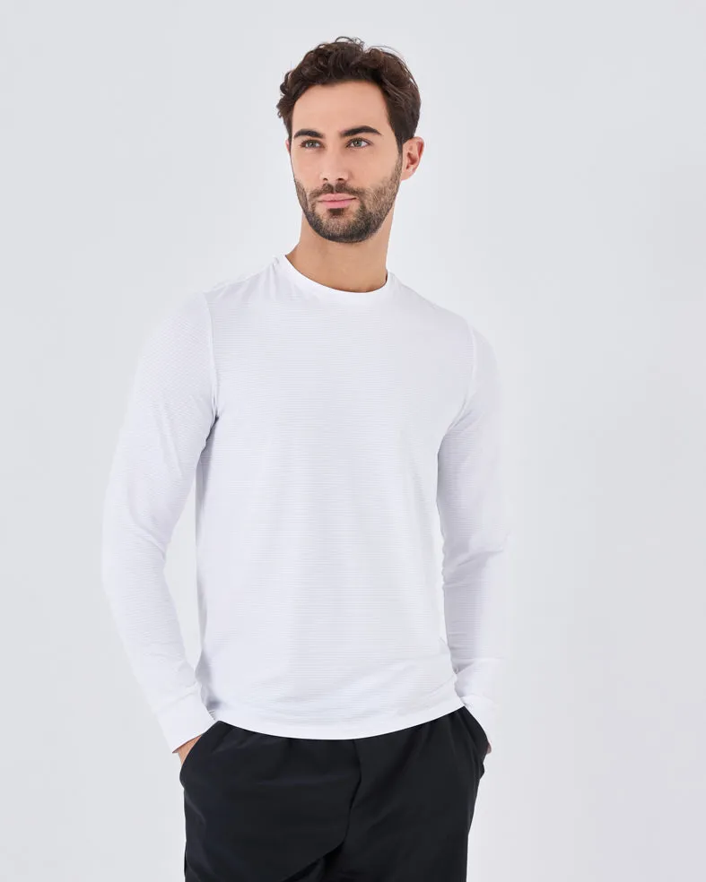 Mens Hybrid Active Long Sleeve Top Style White