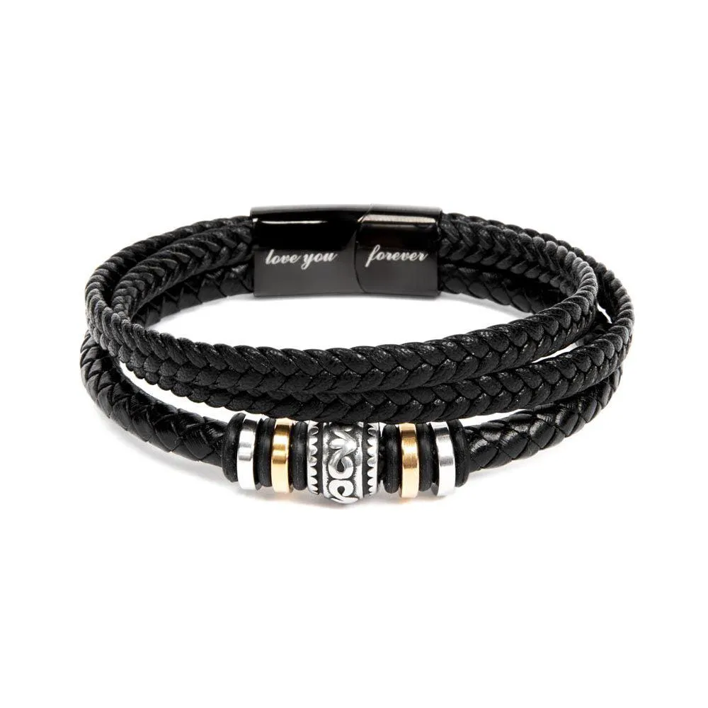 Men's Love You Forever Leather Bracelet Dad You Are The Beating Of My Heart