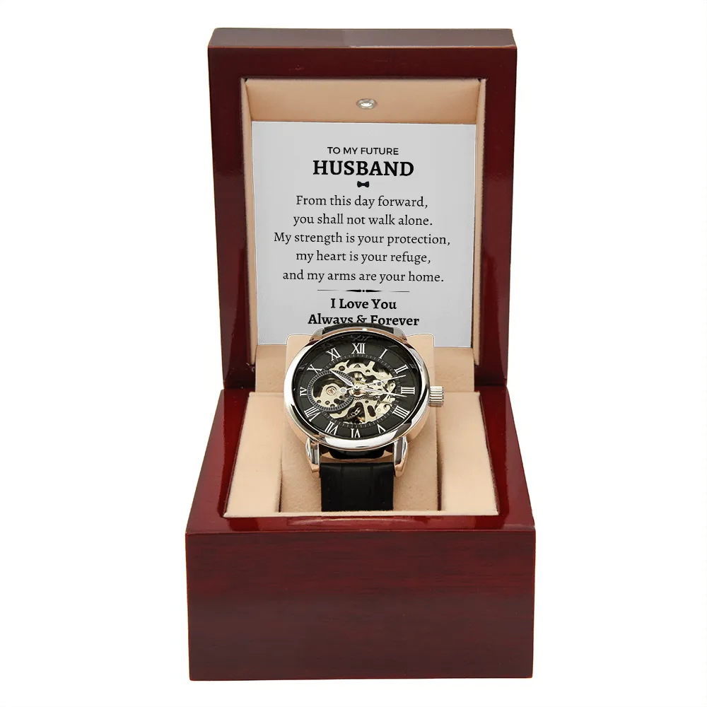 Men's Openwork Luxury Watch Leather Strap Gift for Fiancé | Boyfriend -  OPW_GROOM M48