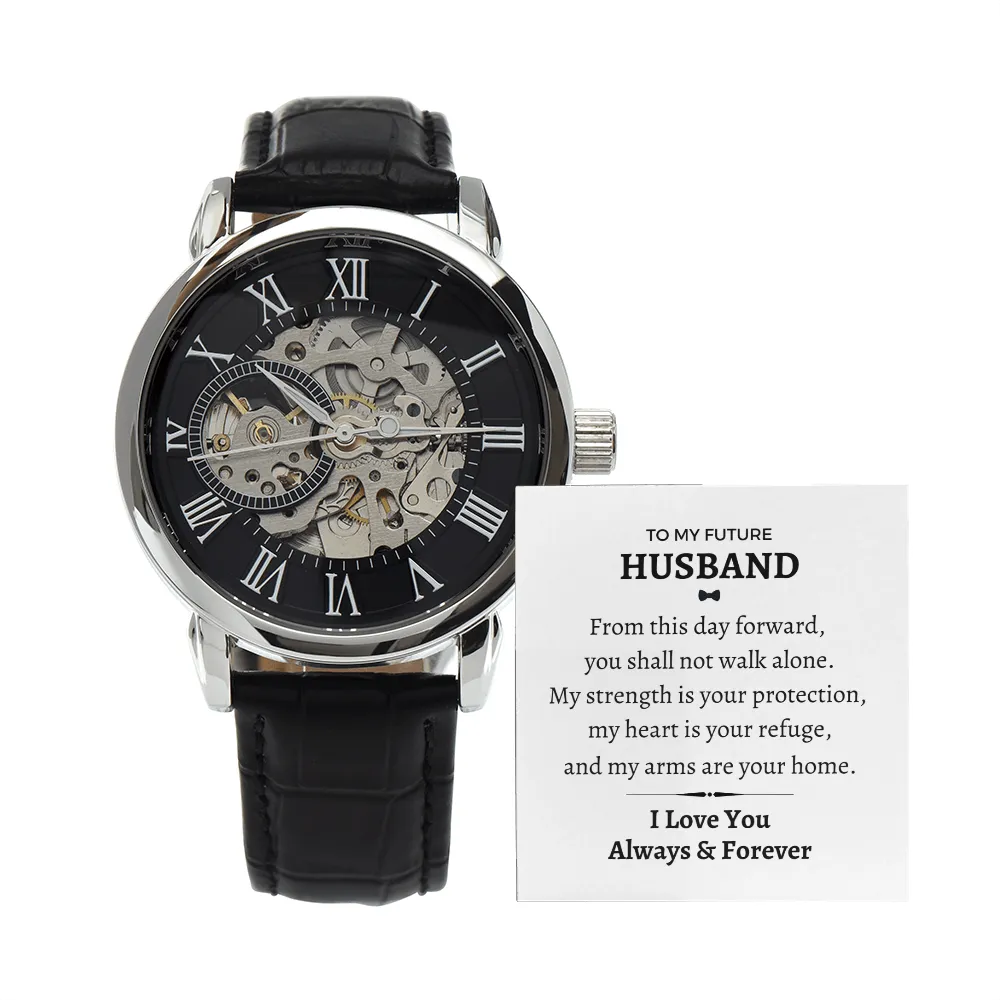 Men's Openwork Luxury Watch Leather Strap Gift for Fiancé | Boyfriend -  OPW_GROOM M48